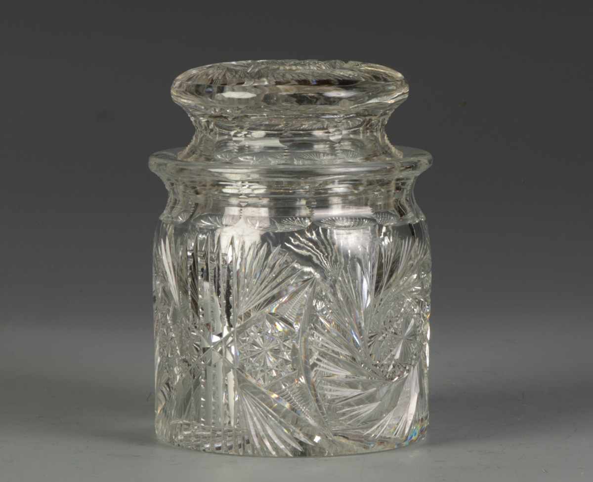 Appraisal: Cut Glass Biscuit Jar A few nicks Ht ''E