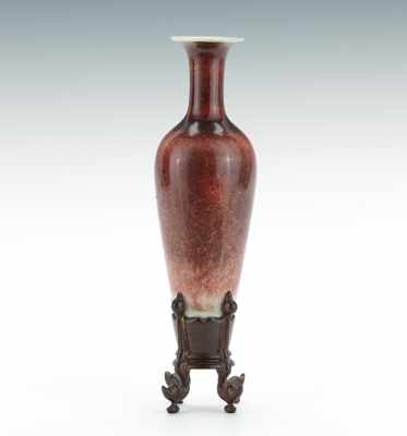 Appraisal: Porcelain Peachbloom Bud Vase with Kangxi Marks A Chinese scholar's