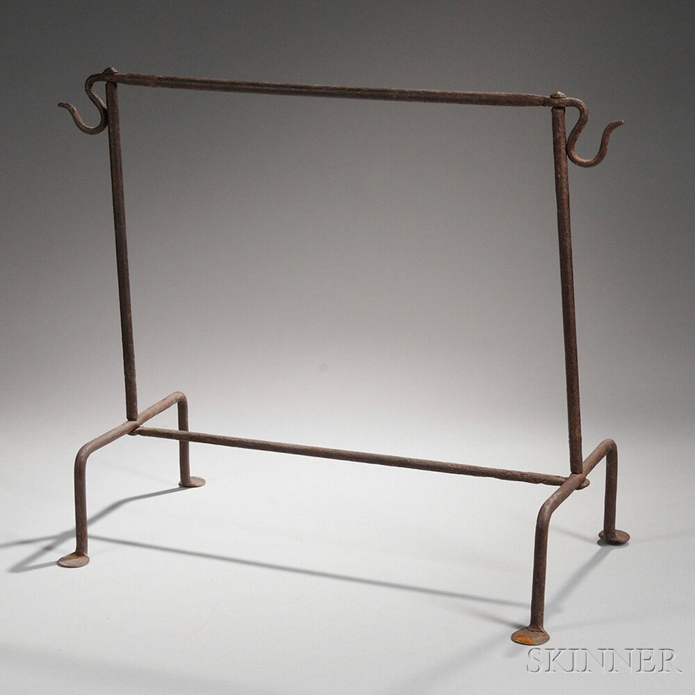 Appraisal: Wrought Iron Hearth Tool Stand America late th early th