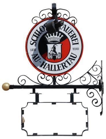 Appraisal: Wrought iron pub sign Schlossbrauerei Au-Hallertau Germany red and black