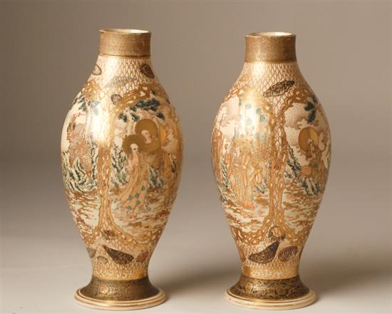 Appraisal: A Pair of Satsuma Porcelain Vases having extraordinarily detailed designs