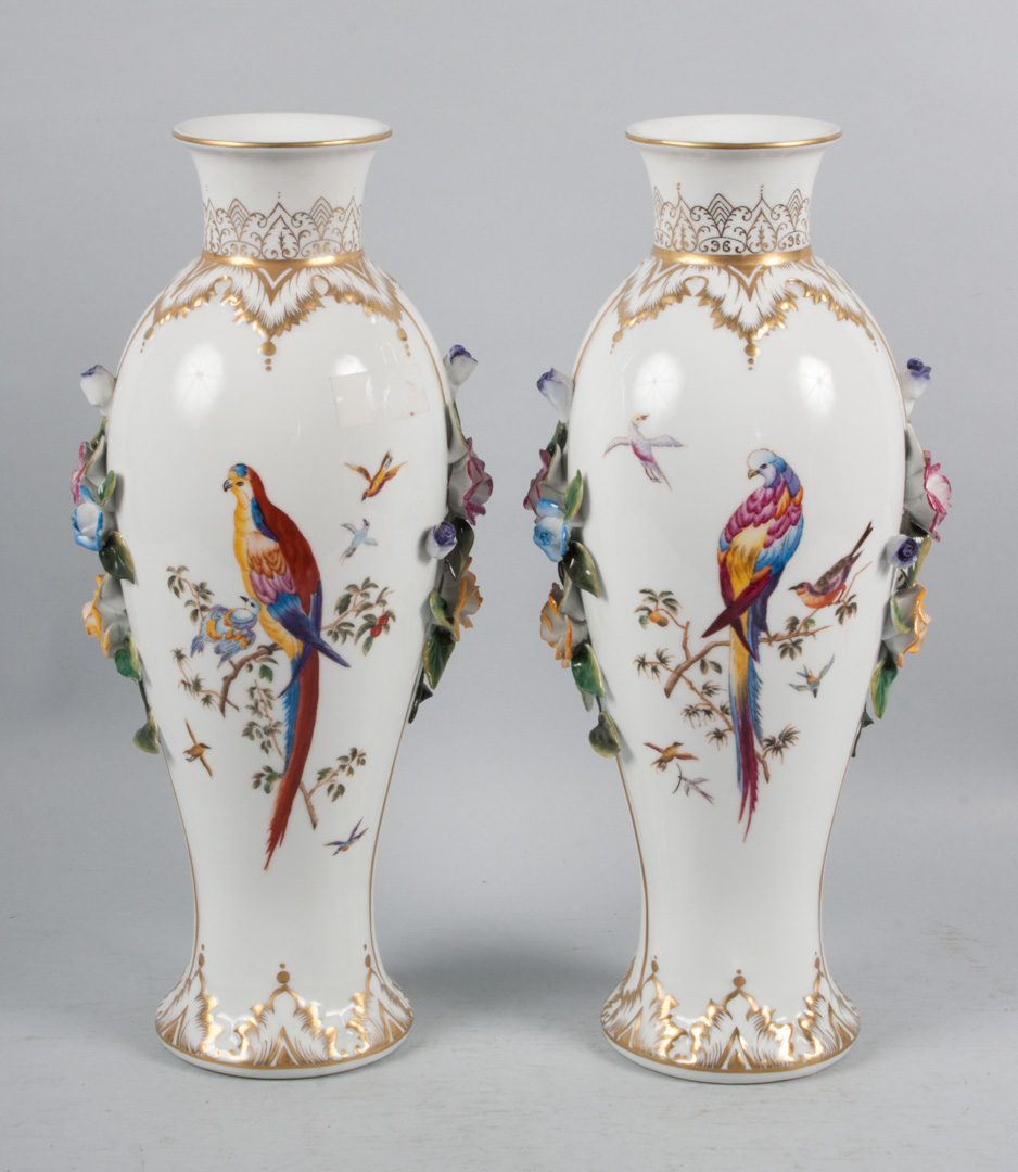 Appraisal: Pair of Chelsea House porcelain vases in the Dresden manner