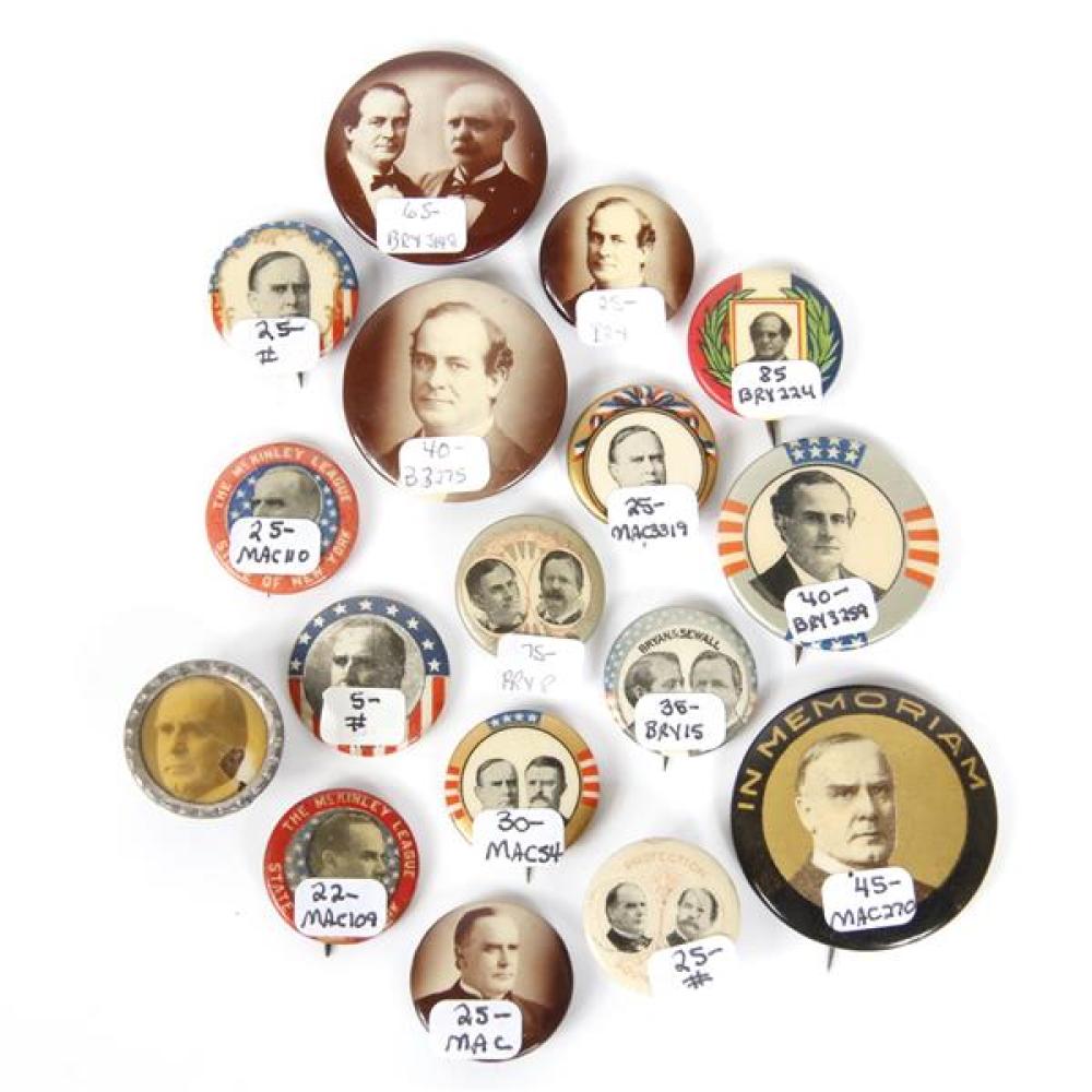 Appraisal: GROUP OF POLITICAL BUTTONS INCLUDING VICTORY BRYAN SEWELL THE MCKINLEY