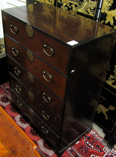 Appraisal: JAPANESE STYLE FIVE-DRAWER CHEST of small size with a rank