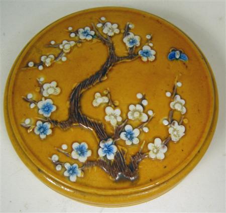 Appraisal: CHINESE PORCELAIN INK STONE TH CENTURY of circular form the