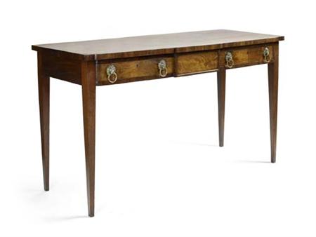 Appraisal: A late George III mahogany serving table of breakfront outline