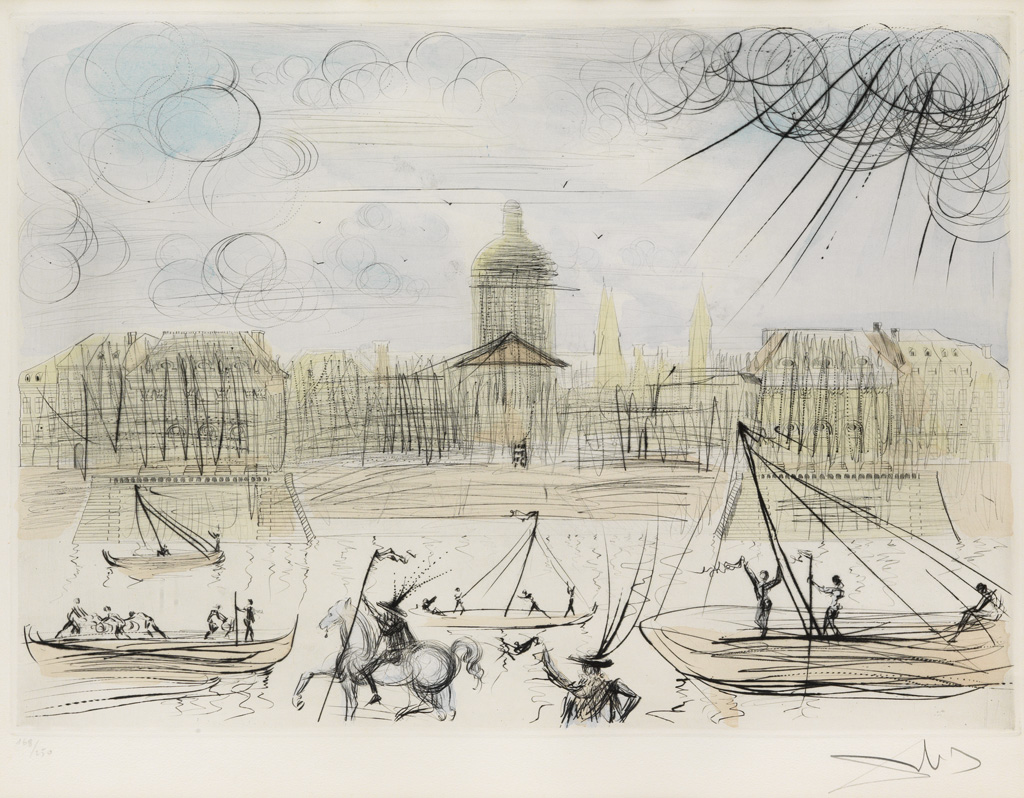 Appraisal: SALVADOR DAL L'Acad mie de Paris Color etching and drypoint