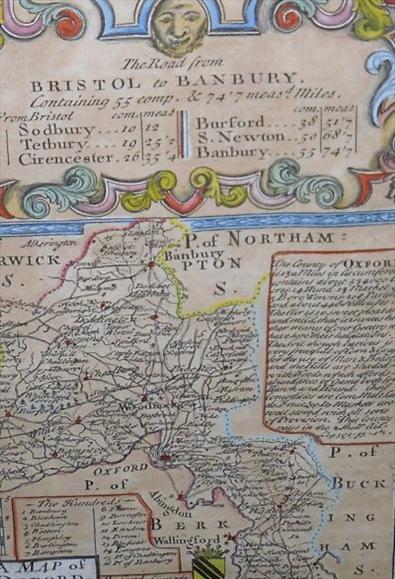 Appraisal: The road from Bristol to Banbury' Hand coloured map cm