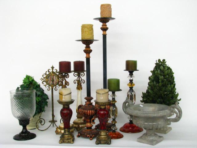 Appraisal: Large group of candlesticks and decorative items including four pair