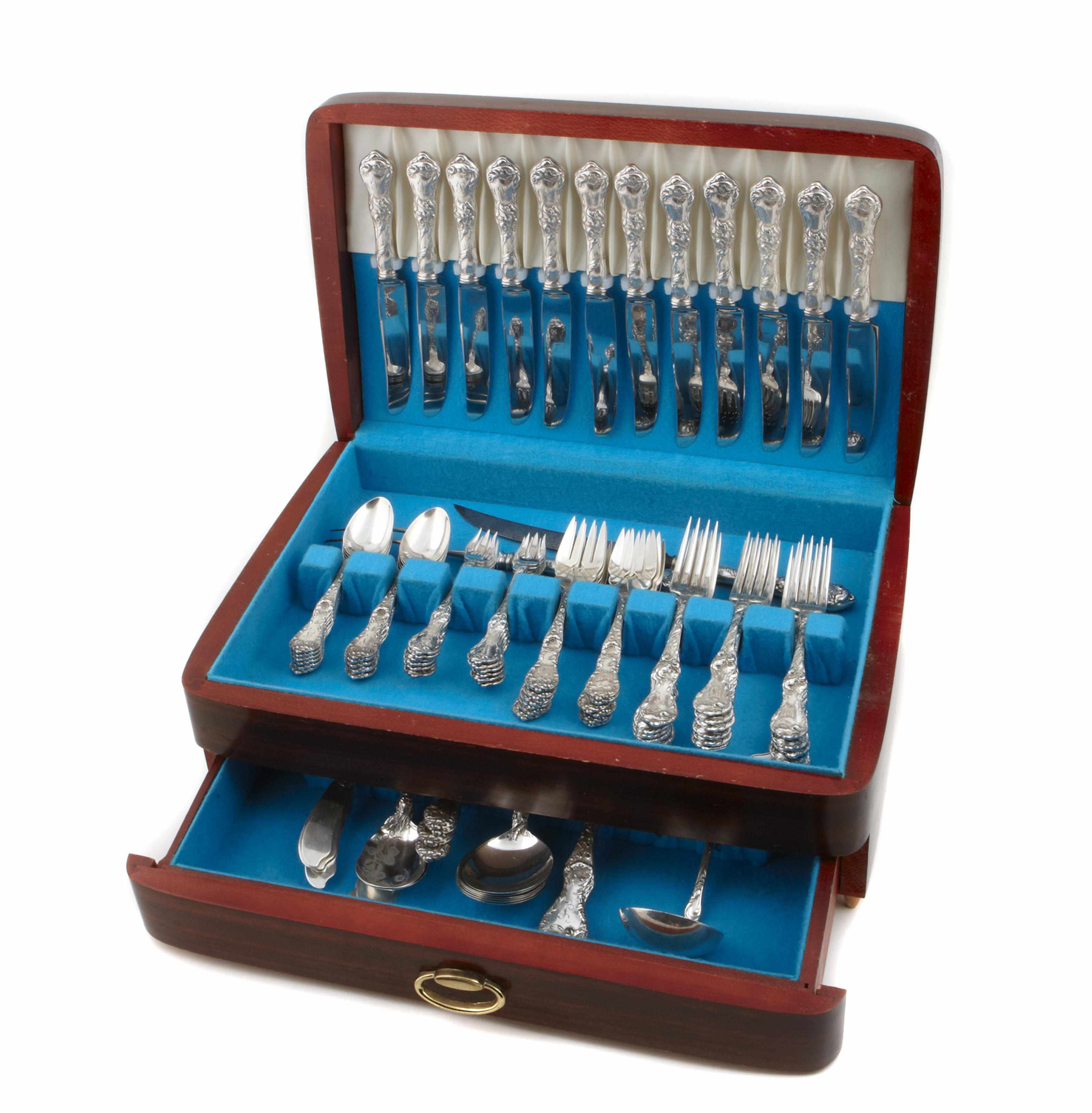 Appraisal: A sterling flatware set with wooden case Reed Barton Taunton