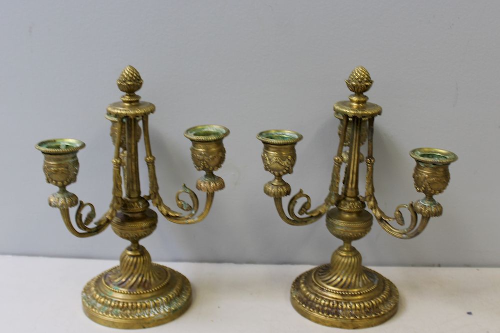 Appraisal: Pair Of Antique Arm Bronze Candlebra From a New Rochelle