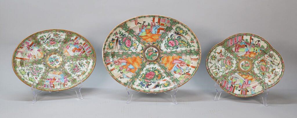 Appraisal: Rose Medallion Chinese porcelain platters L L L Chip to