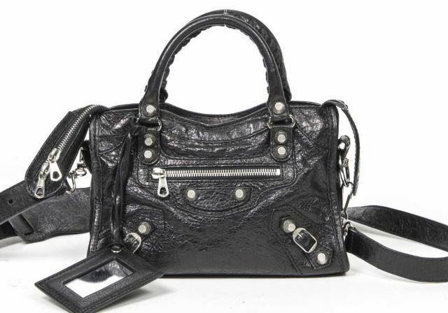 Appraisal: Balenciaga Motocross Mini City bag in black distressed leather with