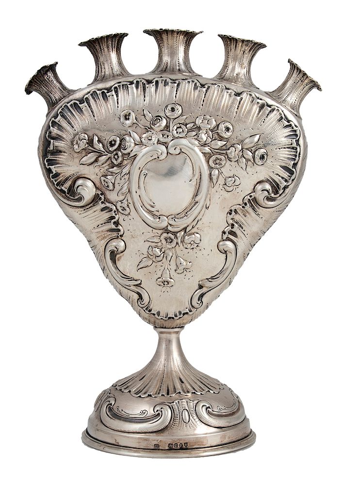 Appraisal: Sterling silver tulip vase - Germany th Century import London