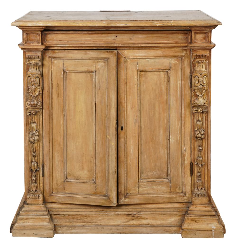 Appraisal: ITALIAN RENAISSANCE-STYLE CARVED WOOD SIDE CABINEThaving two doors enclosing a