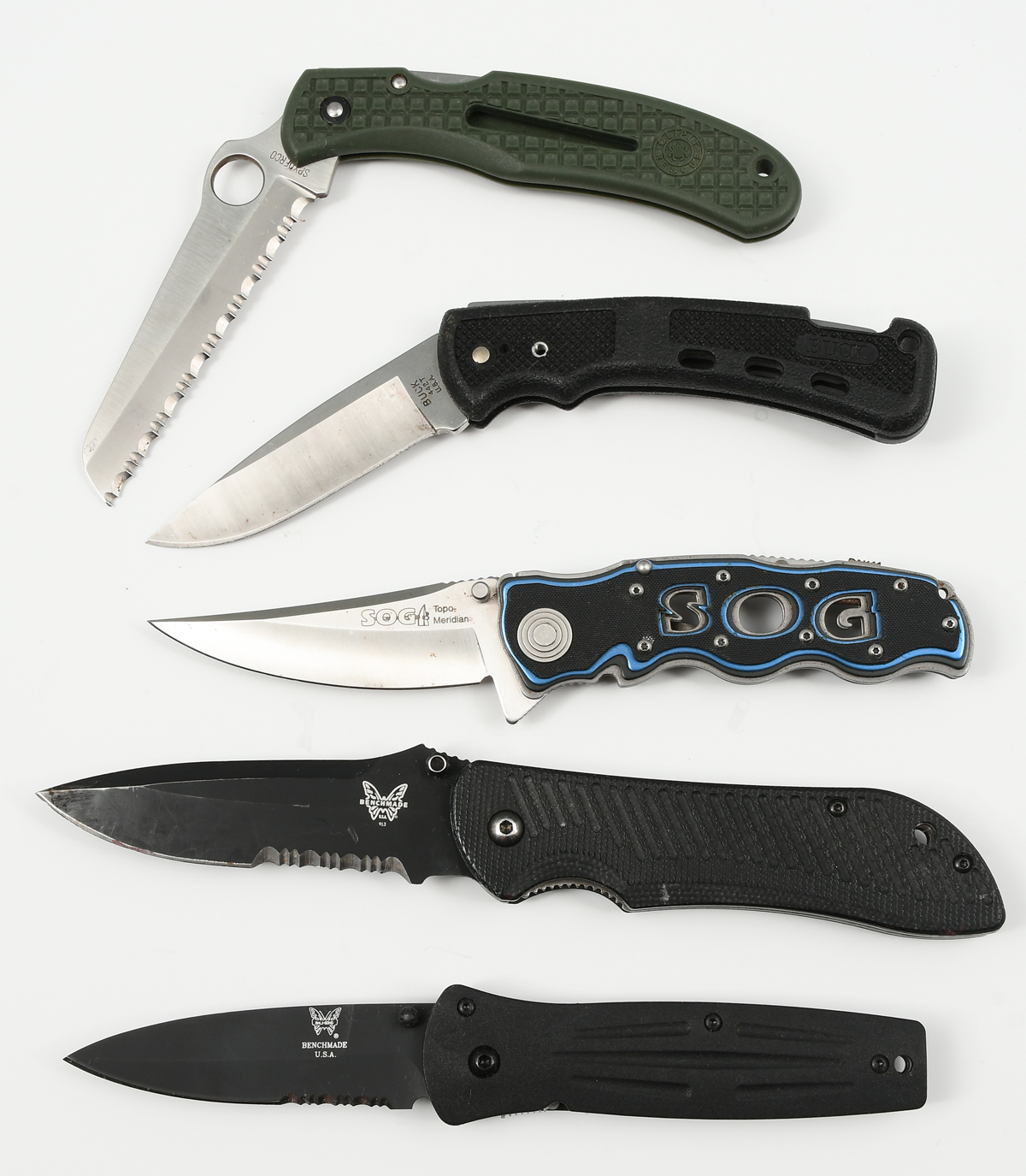 Appraisal: PC COLLECTABLE FOLDING KNIFE LOT Spring-assisted Benchmade lockblade designed by