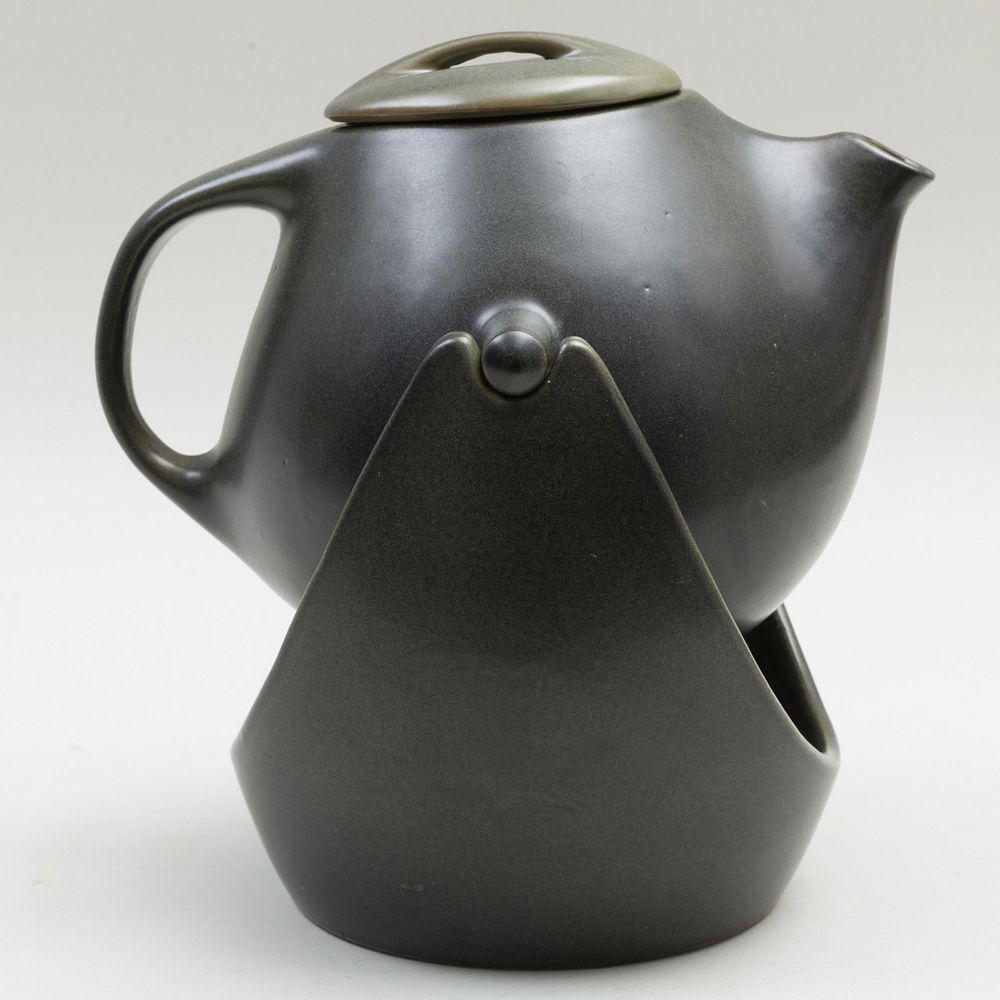 Appraisal: Russel Wright Green Glazed Porcelain Punch Pot and Cover on