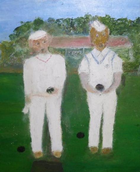 Appraisal: Sylvia Levine - 'Celebrity bowls' Oil on board Signed lower