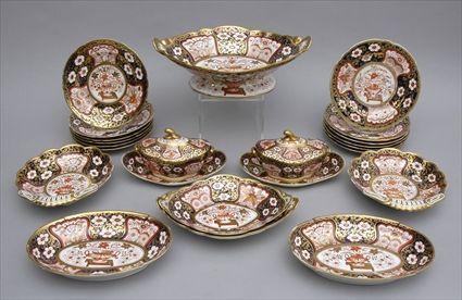 Appraisal: ENGLISH PORCELAIN TEA SERVICE In the Japan pattern comprising -