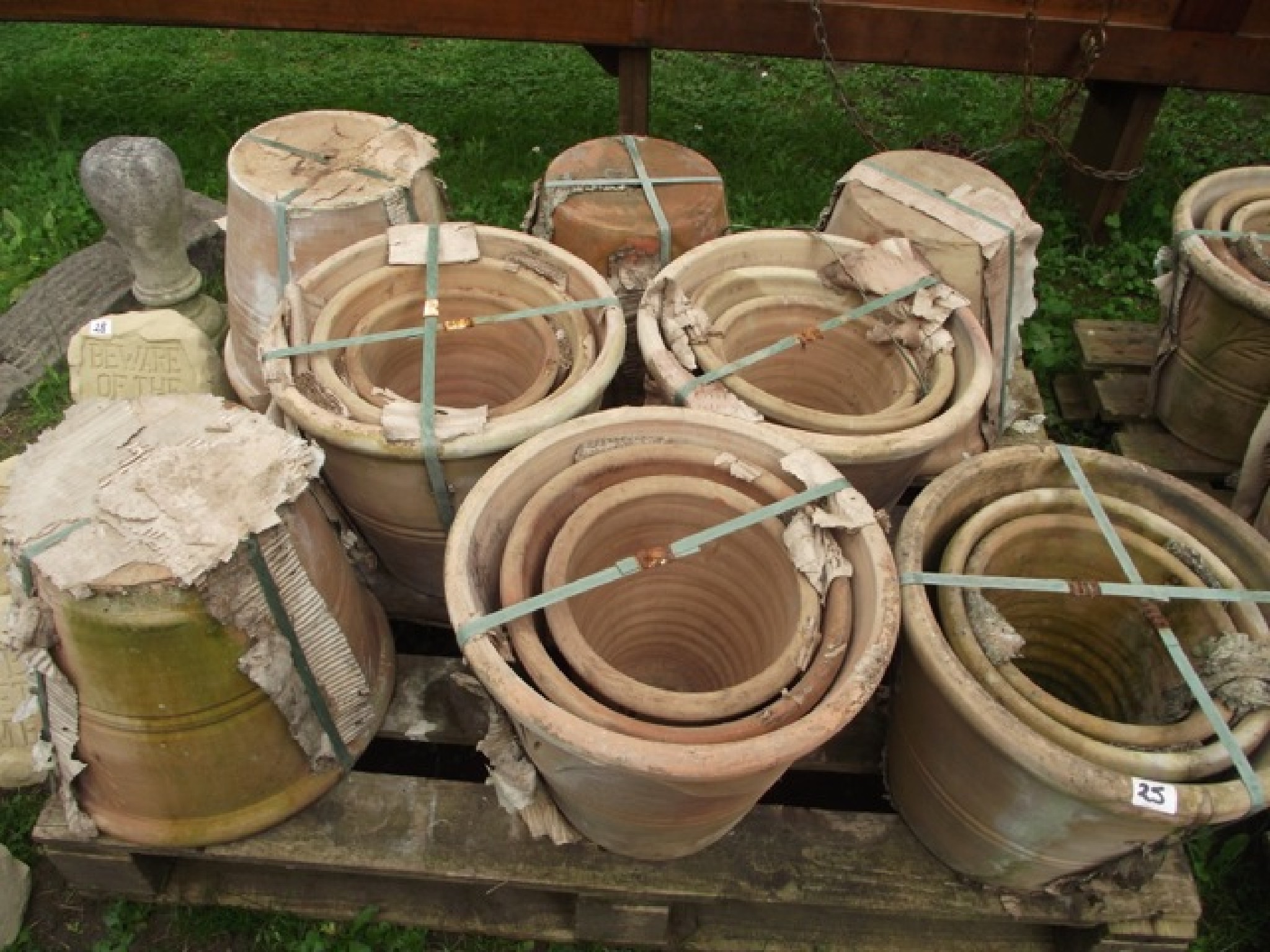 Appraisal: Eight sets of three graduated contemporary terracotta flower pots of