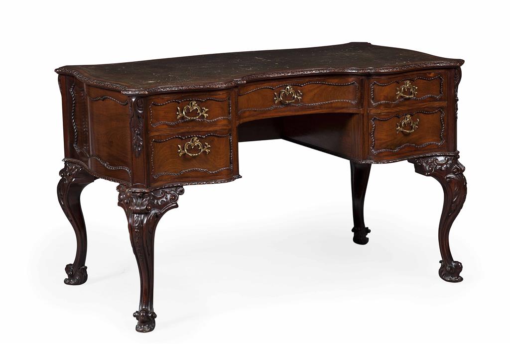 Appraisal: CHIPPENDALE STYLE MAHOGANY LADY'S DESK LATE TH CENTURY the shaped