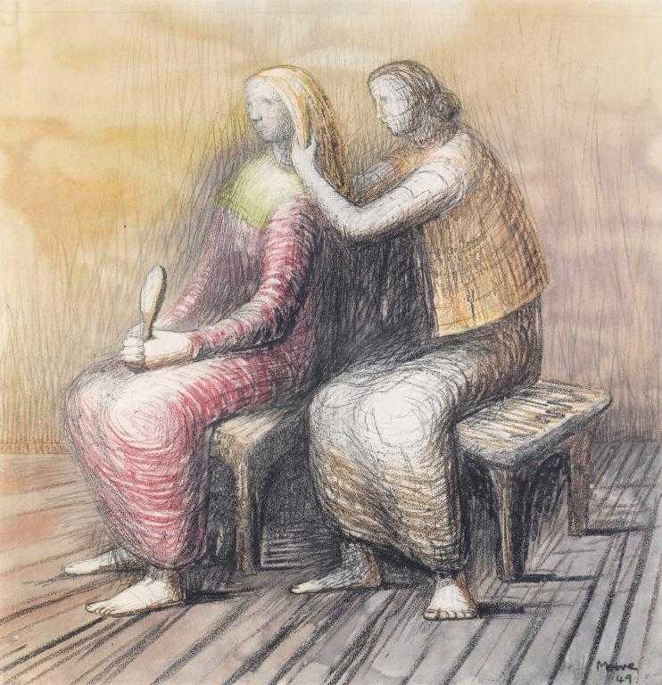 Appraisal: HENRY MOORE OM CH - TWO WOMEN SEATED collotype with