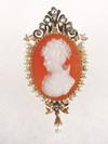 Appraisal: BROOCH - Vintage Victorian oval hardstone cameo with carved female