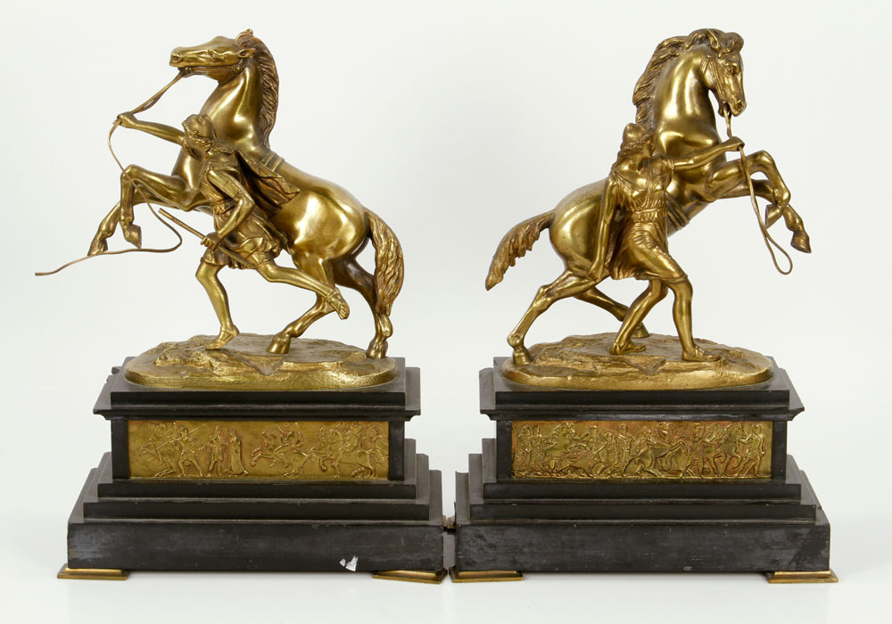 Appraisal: - The Marly Horses Bronze Pair of French Bronze Equestrian