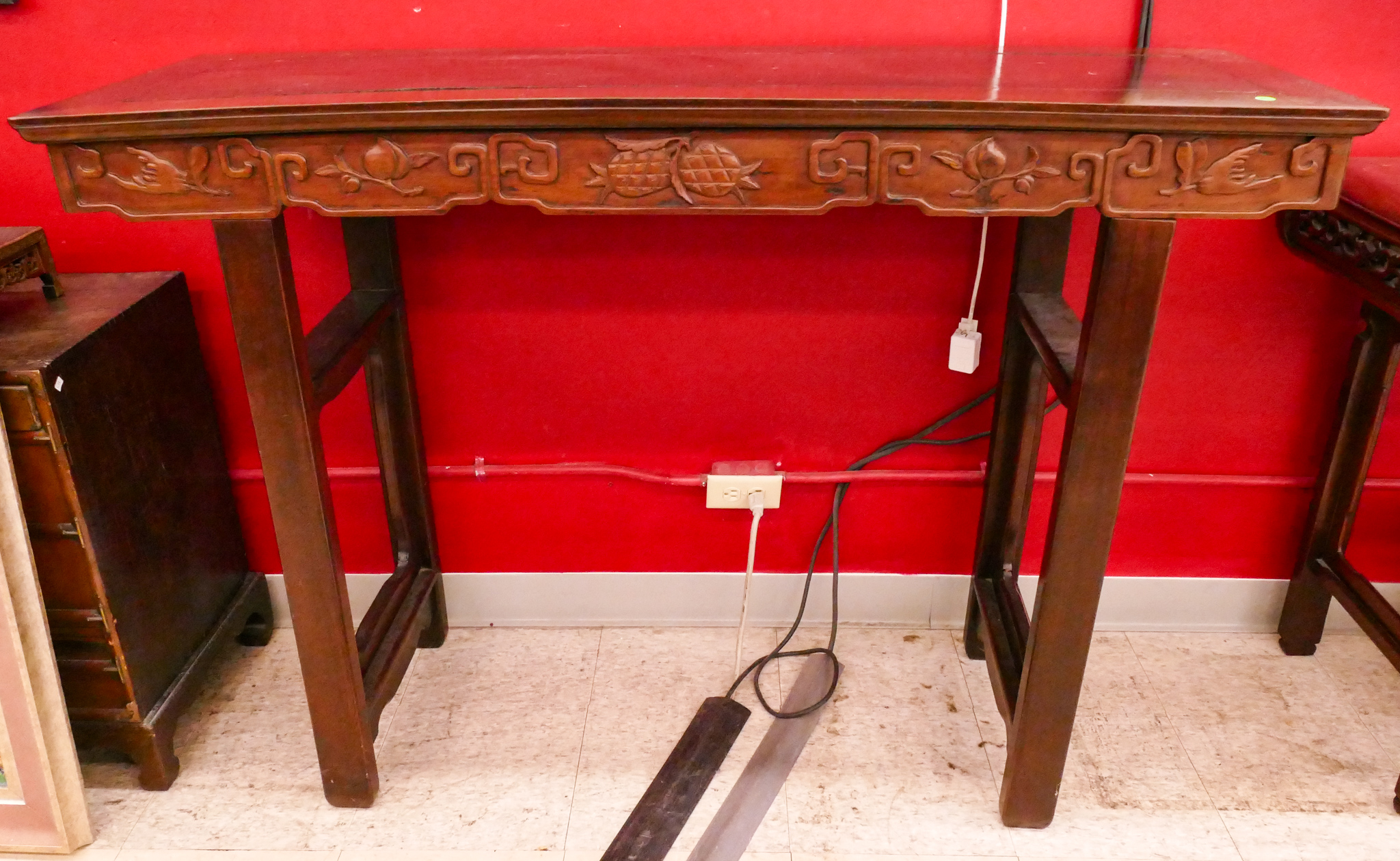 Appraisal: Antique Chinese Carved Rosewood Altar Table with Fruit Motif- x