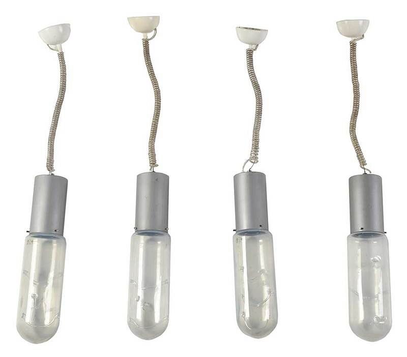 Appraisal: Four Leucos Glass Pendant Fixtures Italian mid th century tubular