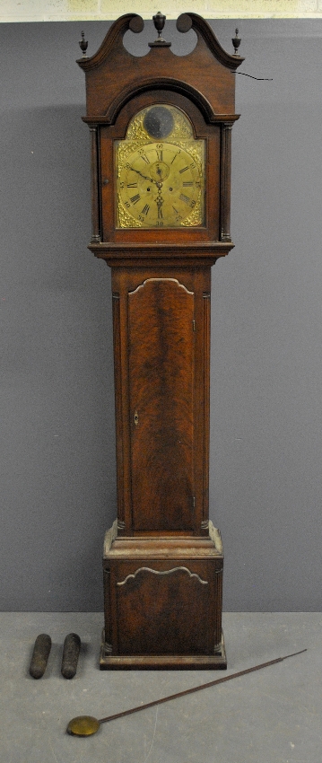 Appraisal: - Philadelphia Chippendale mahogany tall case clock c with brass