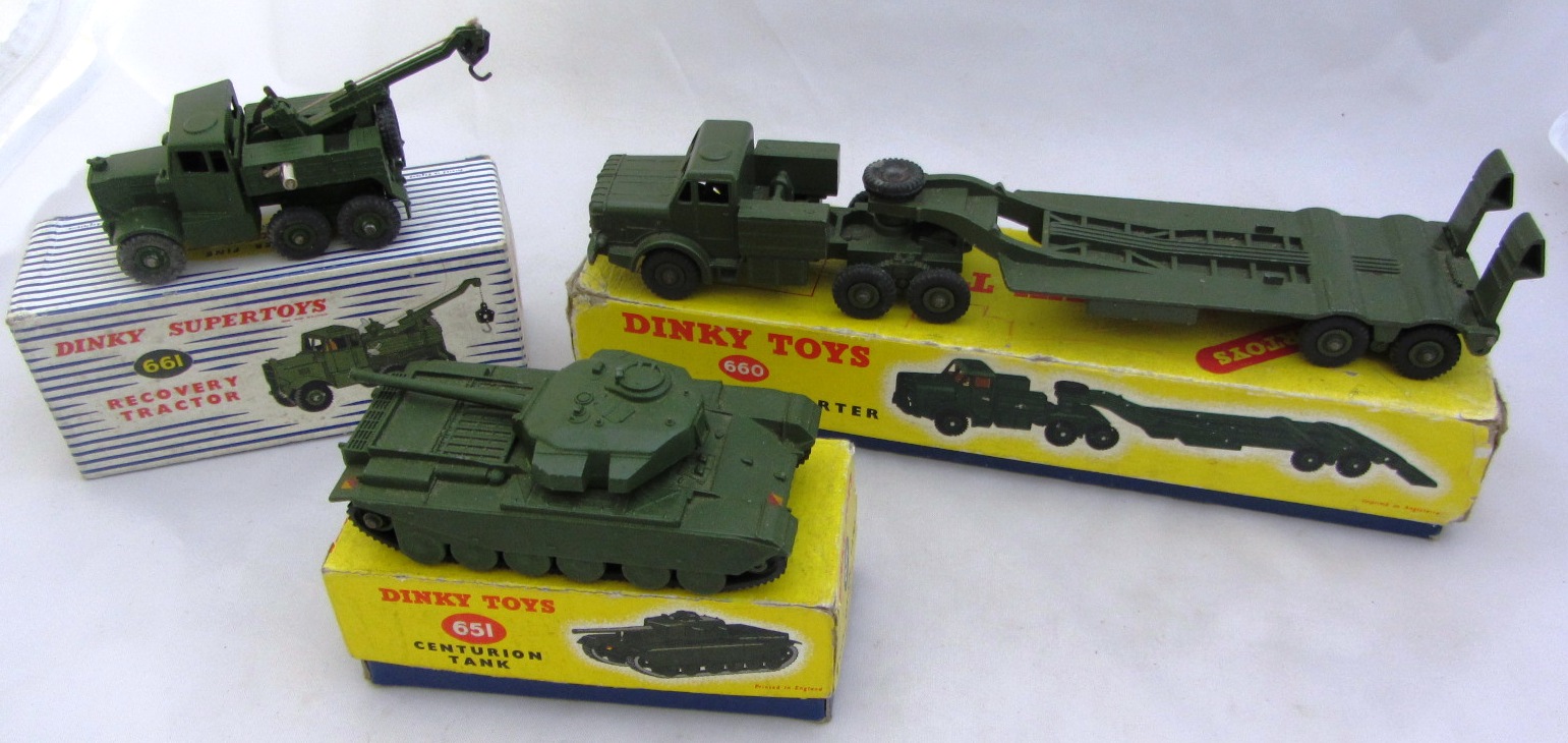 Appraisal: A Dinky Tank transporter boxed a Dinky Recovery Tractor boxed