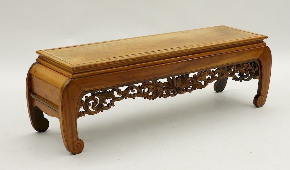 Appraisal: Chinese Carved Hardwood Long Kang Table Bench China th Century