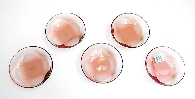 Appraisal: SET OF SIX MOSER PINK GLASS FINGER BOWLS each marked