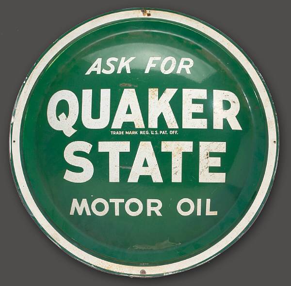 Appraisal: A round Quaker State sign good condition in diameter