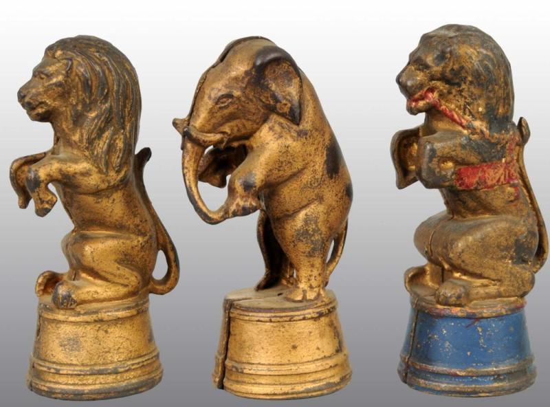 Appraisal: Lot of Cast Iron Still Banks Description Includes two lions