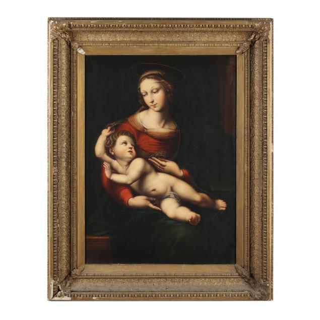 Appraisal: AFTER RAPHAEL ITALIAN - MADONNA AND CHILD Oil on canvas