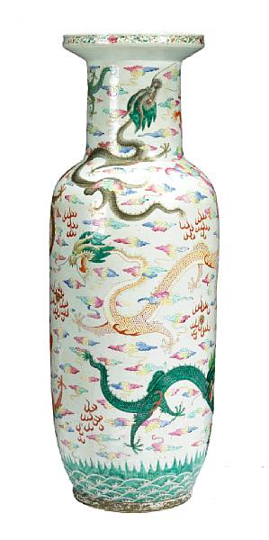 Appraisal: A famille rose enameled porcelain floor vase with dragon decoration