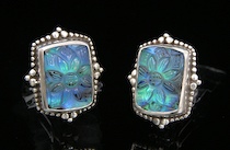 Appraisal: A Pair of Stephen Dweck Silver Quartz Earclips Flower carved