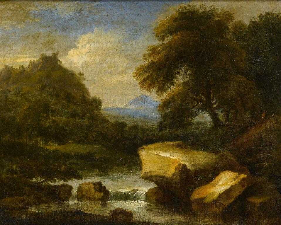 Appraisal: BRITISH SCHOOL EARLY TH CENTURY A BOSKY LANDSCAPE WITH A