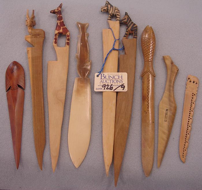 Appraisal: Lot of vintage hand carved wooden animal themed letter openers