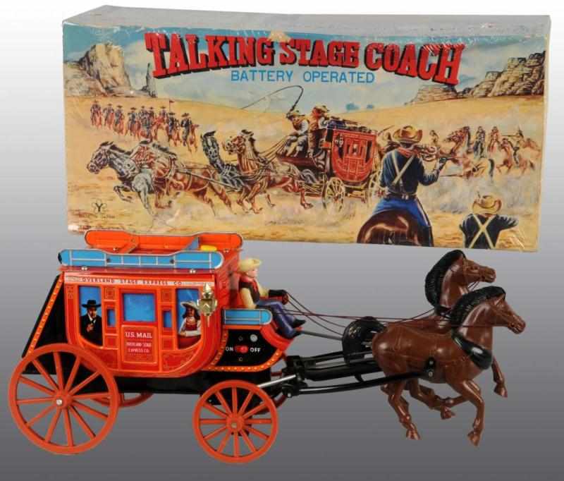 Appraisal: Tin Talking Stage Coach Battery-Operated Toy Description Japanese Working Made