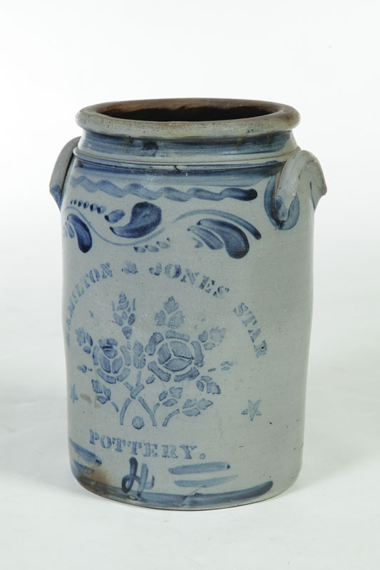 Appraisal: STONEWARE CROCK American nd half- th century Brushed and stenciled