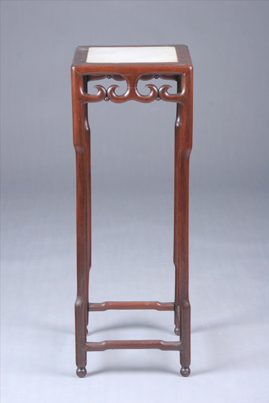 Appraisal: CHINESE ROSEWOOD STAND th century Square top inlaid with white