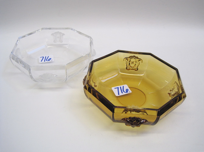 Appraisal: PAIR ROSENTHAL VERSACE GLASS BOWLS in the Medusa pattern clear