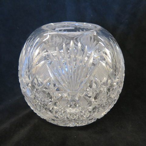 Appraisal: Cut Glass Rose Bowl brilliant period diamond starburst fan decor