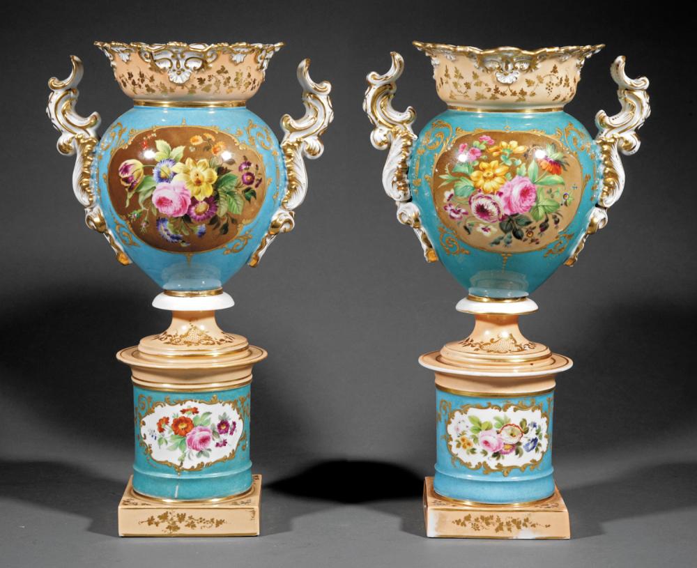 Appraisal: Pair of Jacob Petit Paris Porcelain Vases mid- th c