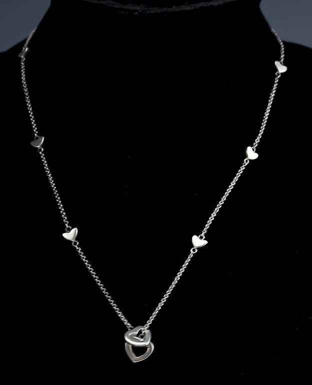 Appraisal: Tiffany Co Sterling Silver Heart Slide Necklace Marked T Co