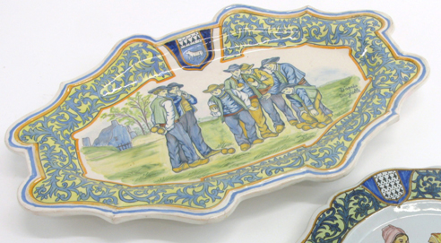 Appraisal: QUIMPER PORQUIER BEAU POTTERY PLATTER Hand painted with central landscape