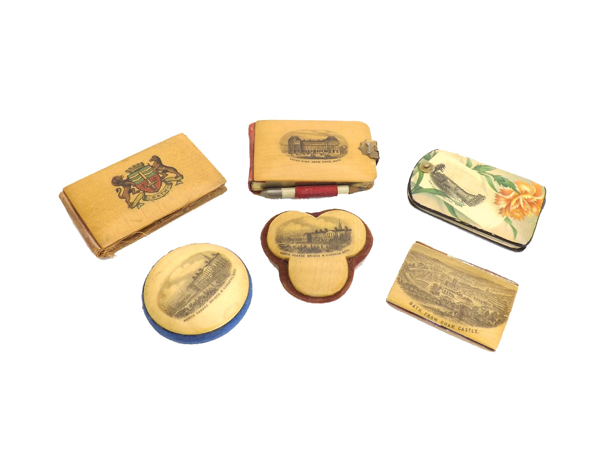 Appraisal: Mauchline ware - pin cushions needle cases and notebooks decorated